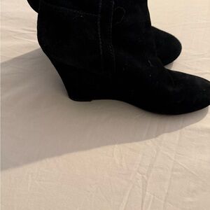 Nine West Suede Black Wedge Boots- 9, like new!